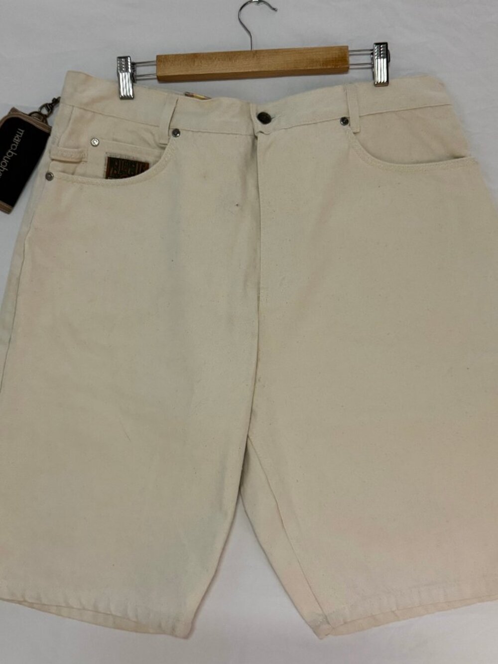 Vintage 90s Marc Buchanan Pelle Pelle Cream Jorts + Wallet Mens Size 38